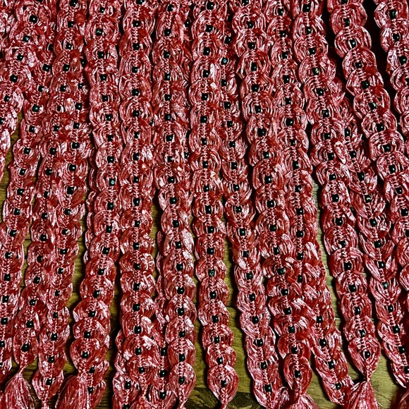 Handmade • Waist: 40-60” (Adjustable) • Pink Plastic Crochet W/ Black Bead Skirt - Picture 11 of 13